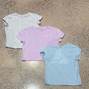 Athleta Girls Short Sleeve Tees - Lavender, Light Blue, Heather Gray